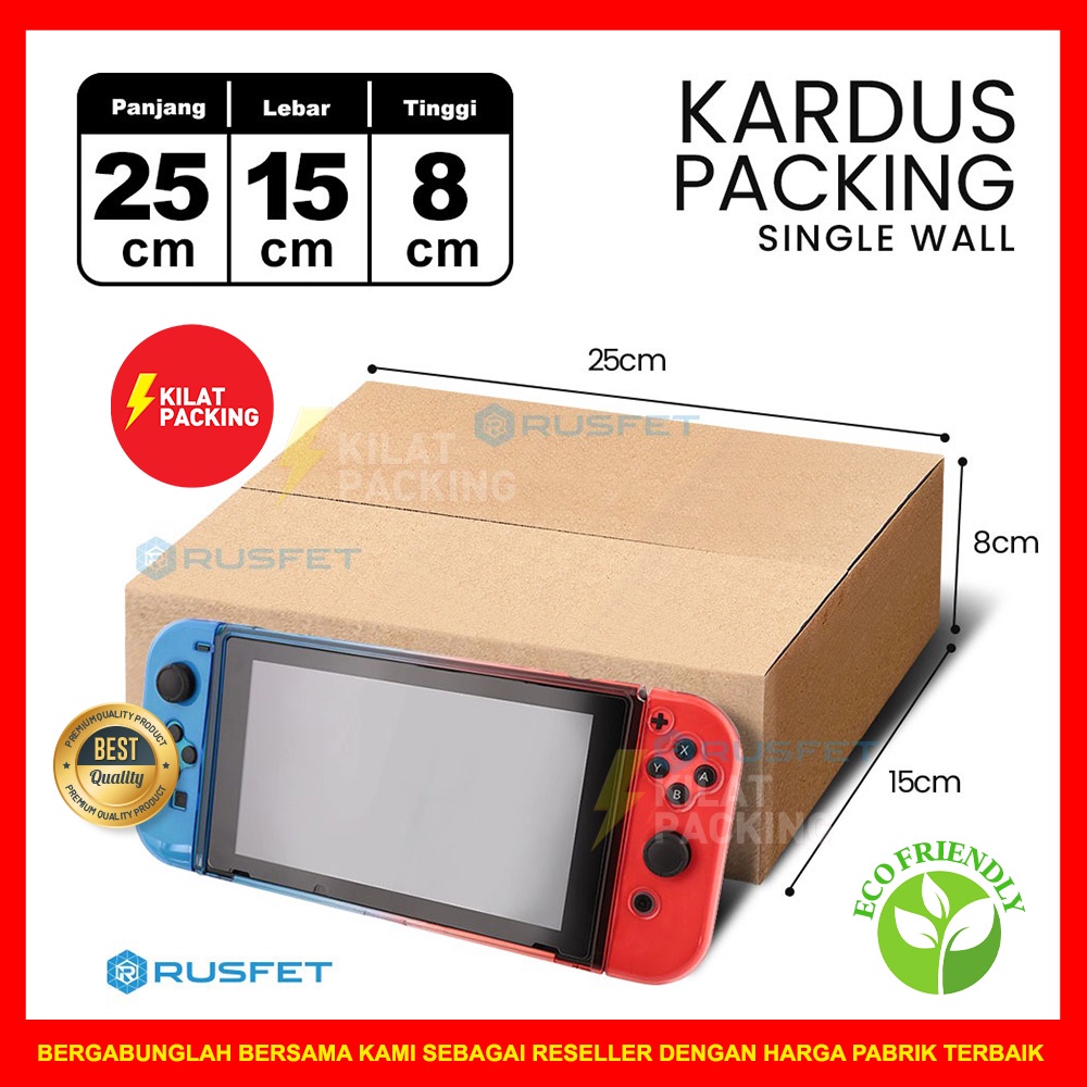 

KARDUS PACKING RUSFET / DUS KARTON BOX PACKING / BOX KARDUS BARU COKLAT POLOS SATUAN - 25 X 15 X 8