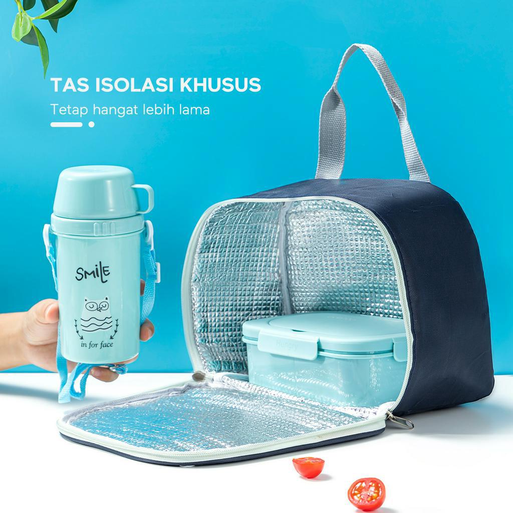 ecentio lunch box Set Anak 650ml+450ml Botol/ Tempat Makan Anak Anti Tumpah /Kotak Makan set Dan Botol Minum Portable Bayi BPA free