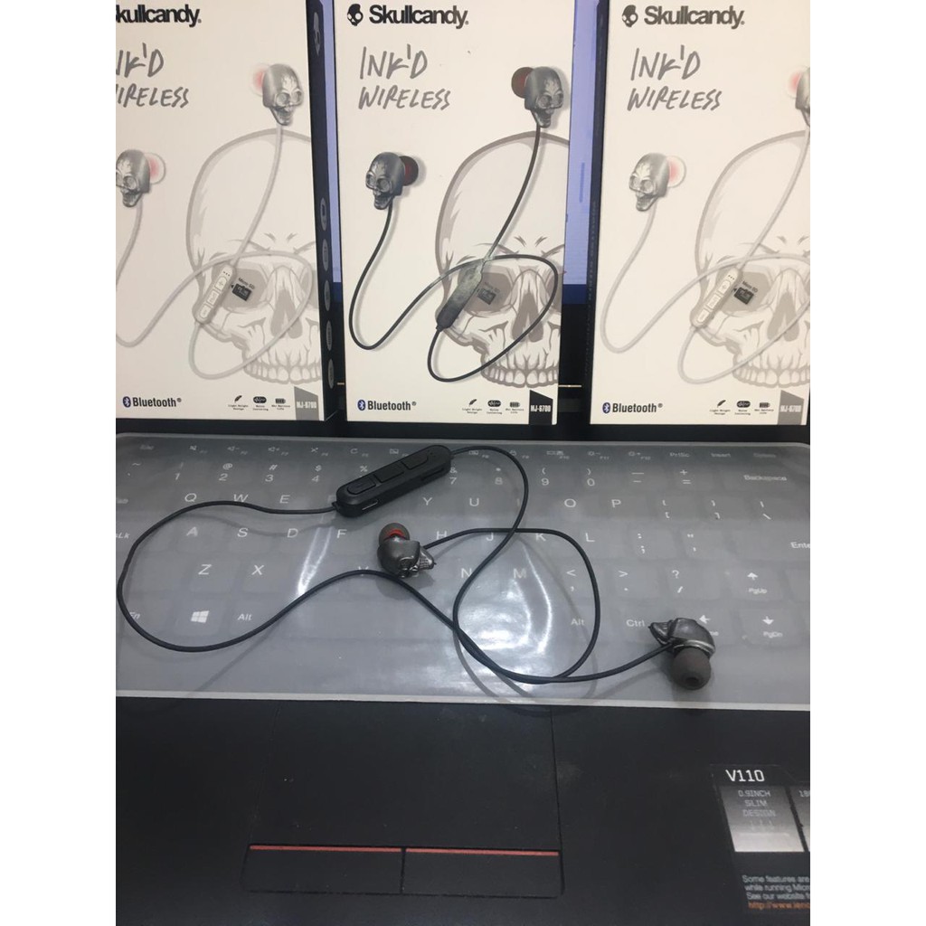 Earphone In-ear Subwoofer Stereo 3.5mm Bahan Metal Motif headset bluetooth Tengkorak Warna Silver