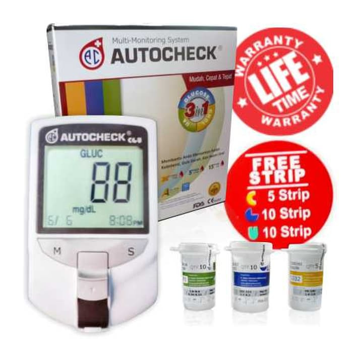 New Alat Cek Gula Darah Asam Urat Kolesterol Autocheck 3in1