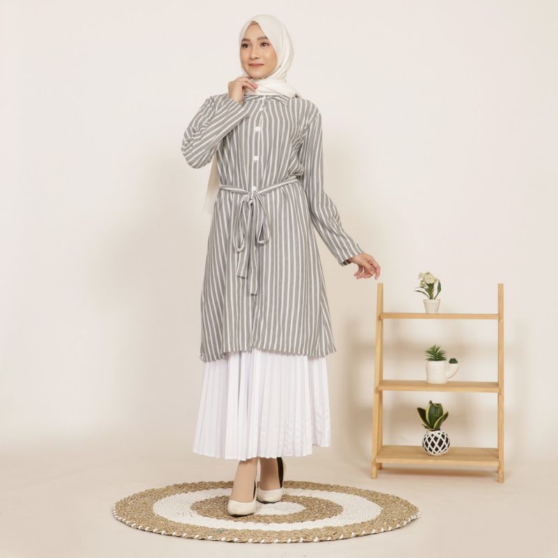Yoenik Apparel Danilla Shirt Dress Light Grey ( Grade B ) tanpa tali
