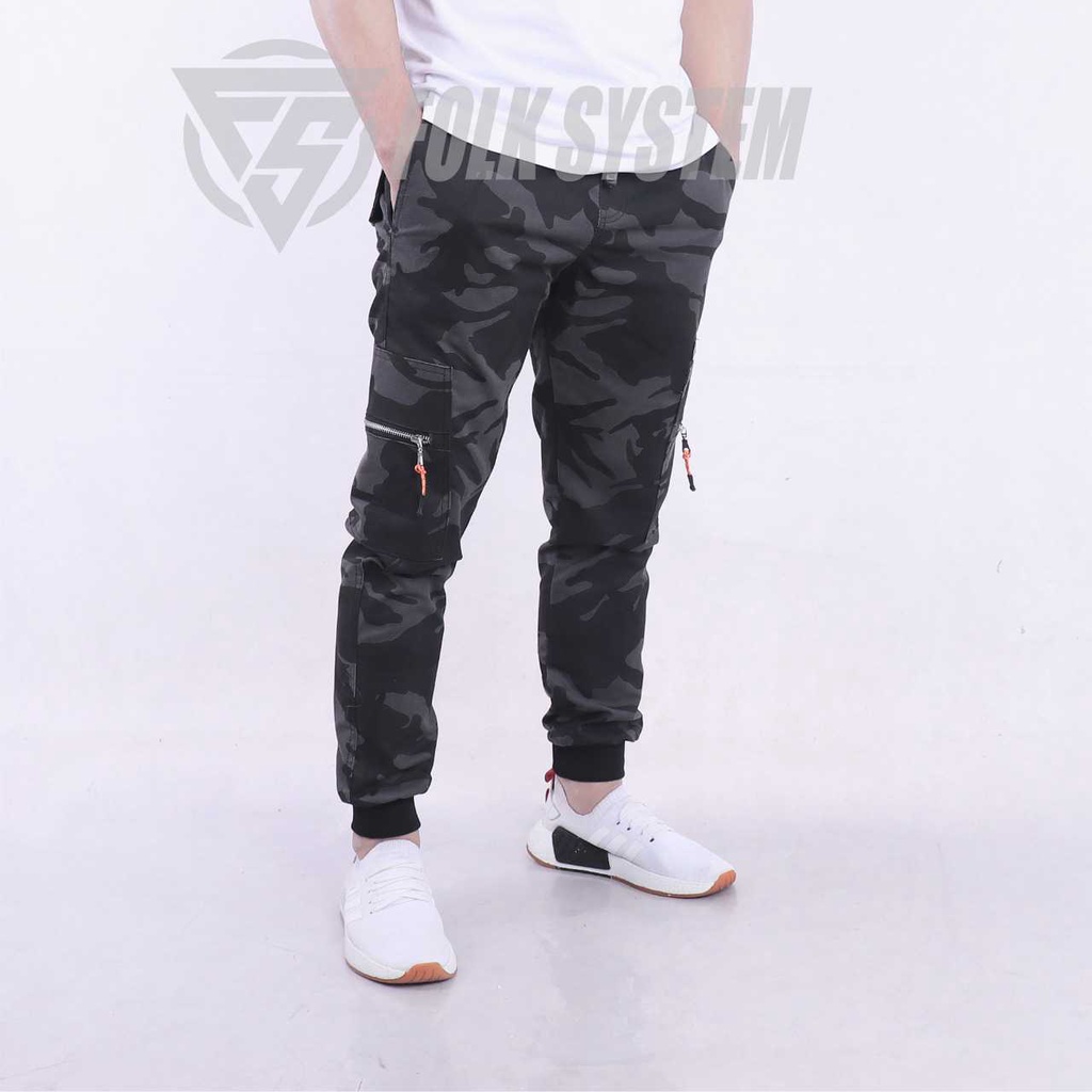 Celana Panjang Chino Jogger Cargo Pria WL Camo Folksystem