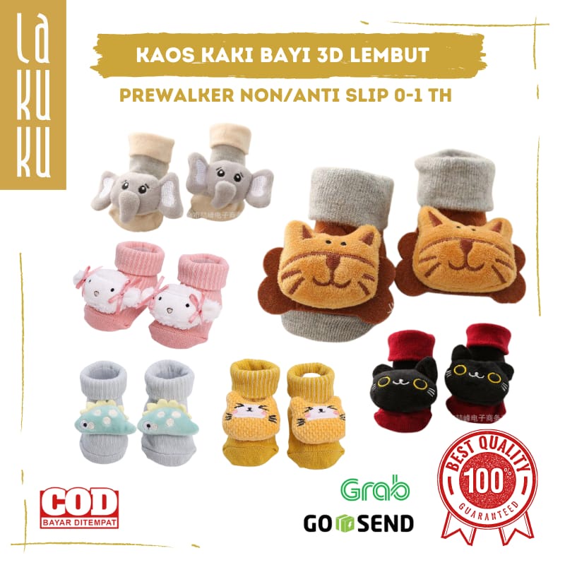 Lakuku - Kaos kaki Bayi 3D Prewalker 0-1 th Lembut Baby Socks