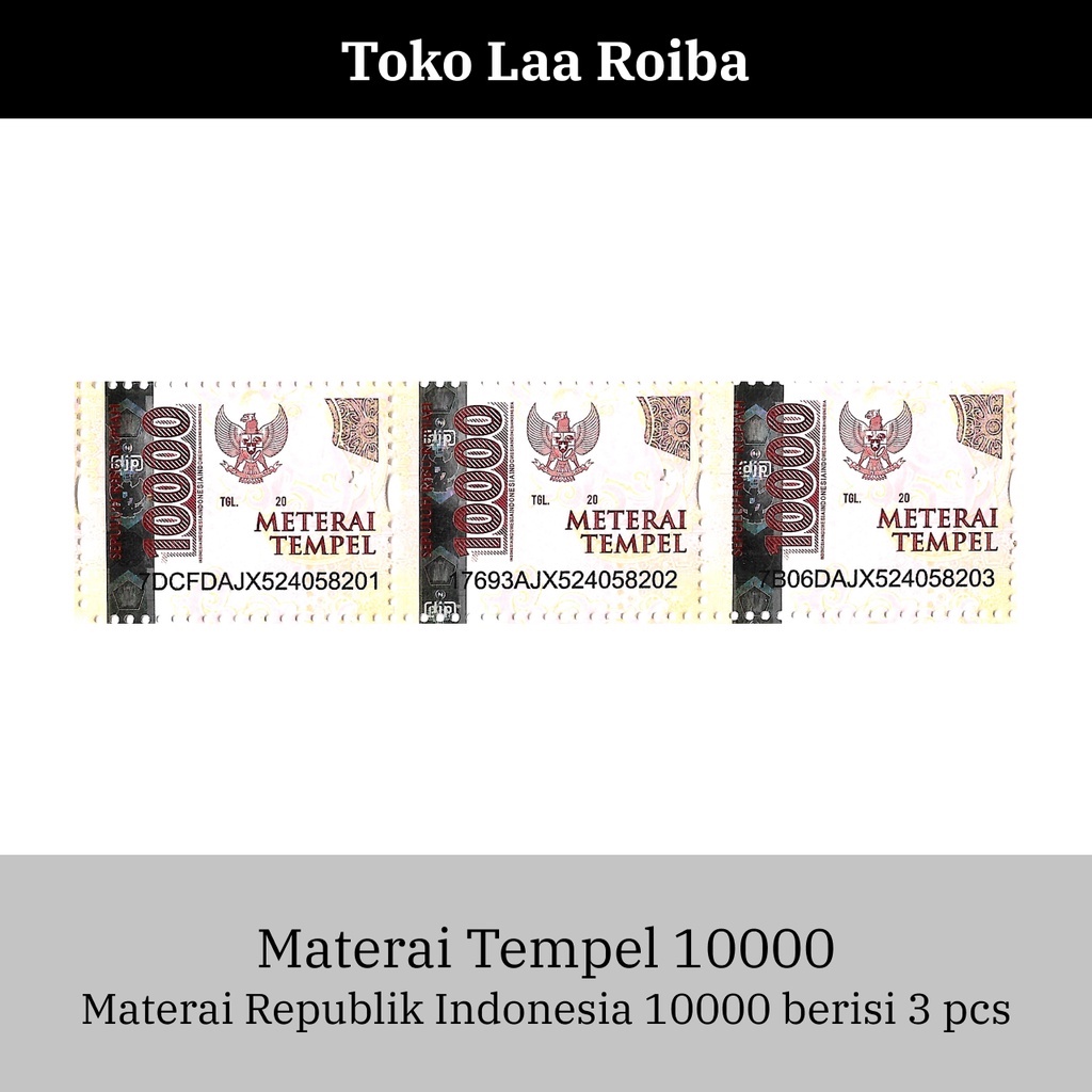 

Materai Republik Indonesia 10000 | Berisi 3 pcs