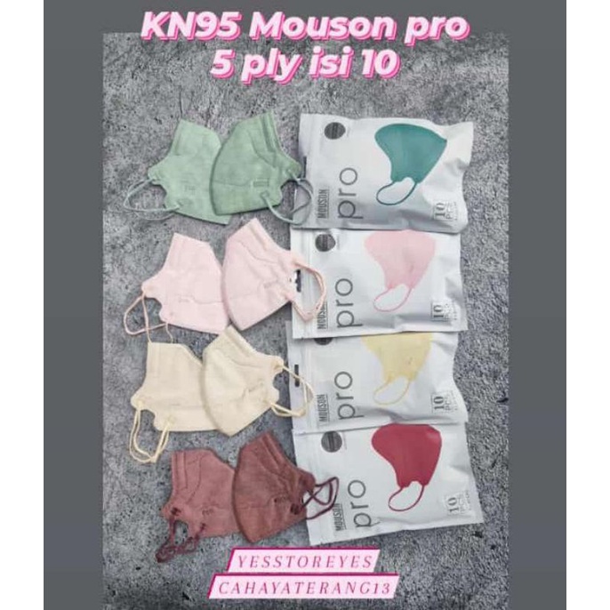 READY KN95 KN MOUSON PRO 5 PLY NEW KOREA KREM, SHRIMP PINK, MATCHA, BABY PINK ISI 10 LBR