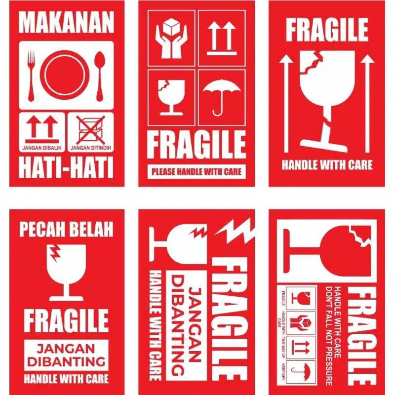 

(READY STOCK) Stiker Fragile murah 8x6cm