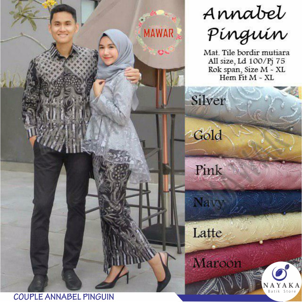 PROMO TERMURAH SARIMBIT  KELUARGA | Nayaka Batik-Couple Annabel Pinguin Tille Lengan Panjang