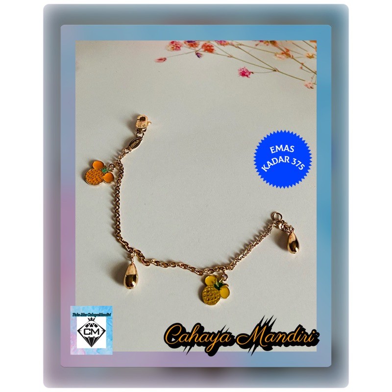 Gelang Emas Anak kadar 375 (8K) Berat +/- 2,5 Gram