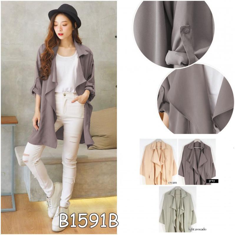 Baju Outerwear Luaran Cardigan Polos Kekinian Pergi Jalan Santai Fashion Cewek Wanita Murah 1591b Shopee Indonesia