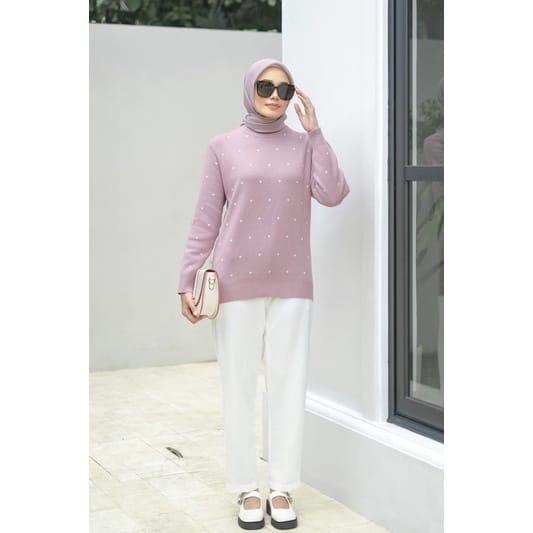 BEFAST - ZEC OOTD Wanita Sweater HOLAND / Oversize Unna Knit Top RIB ( Bisa Melar 20cm) / Pakaian Wanita / Sweater Motif Polkadot / Keluaran terbaru 2022 / Sweater Remaja Kekinian