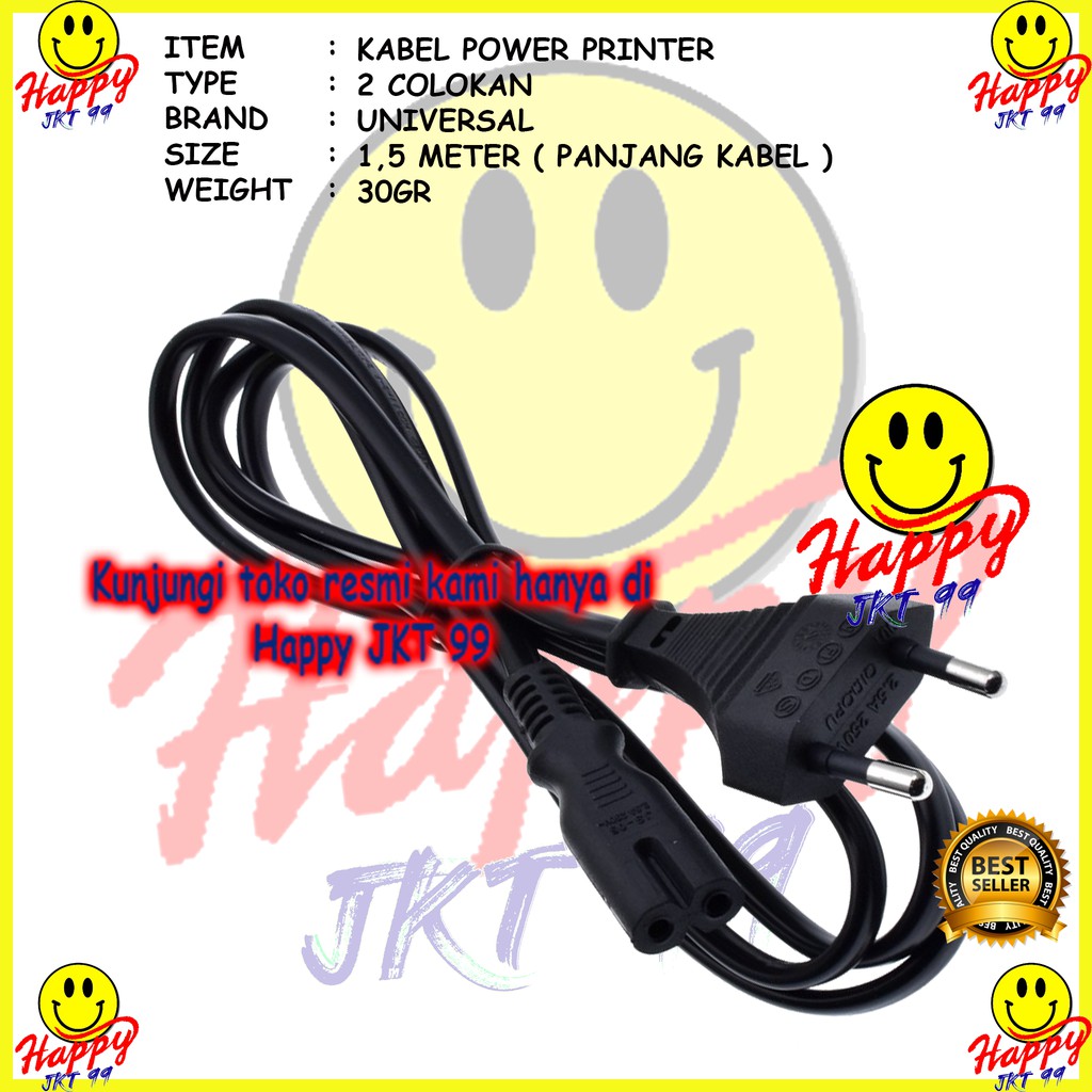 [ HAPPY JKT 99 ] KABEL POWER PRINTER 1.5M 1.5 M ORIGINAL