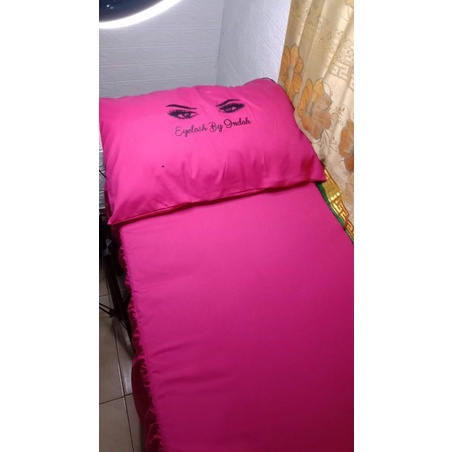 Seprei Rumbai Bed Facial  | Sprei Salon | Sprei Klinik | Sprei Spa | Sprei eyelashbed | Sprei Salon Rumbai + Sarung bantal Salon Cuztom Bordir Nama Logo Usaha )