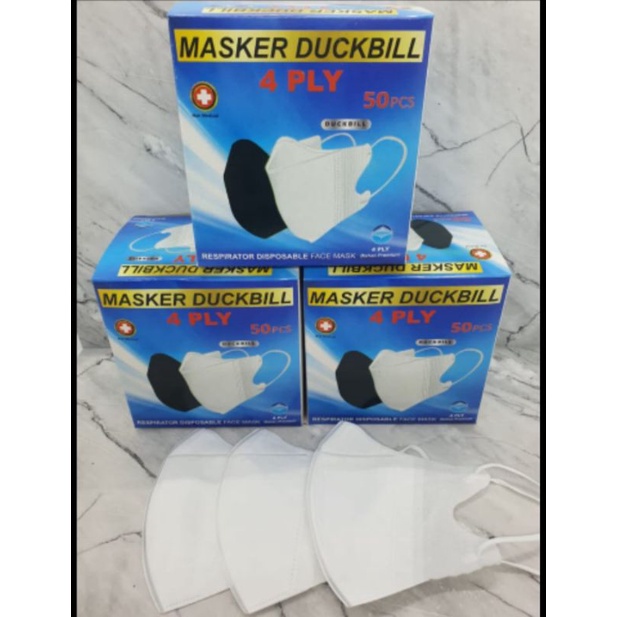 Masker Duckbill Putih isi 50pcs/box Queenmask Box tebal