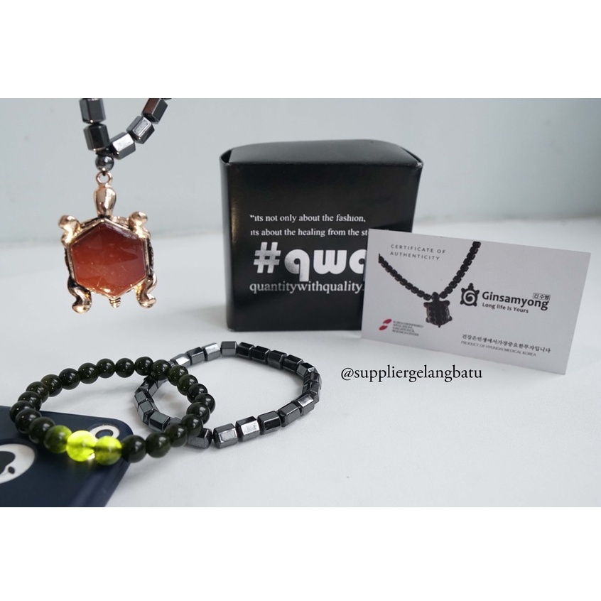 BLACK JADE GINSAMYONG KURA PARDALIS GOLD gelang kalung kesehatan korea