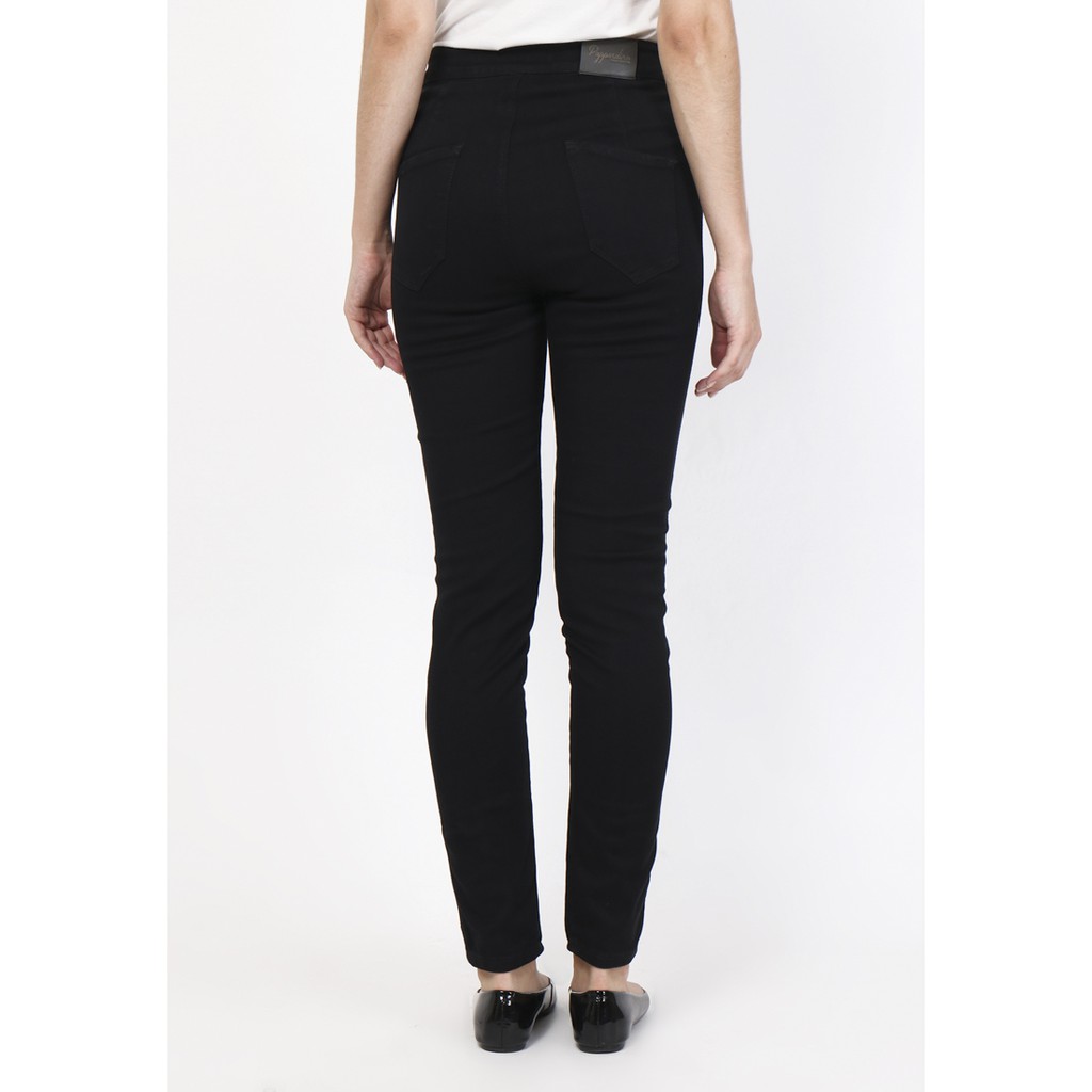 Dazina Plain Front Line Highwaist Jeans Tulang- Celana Hitam HW