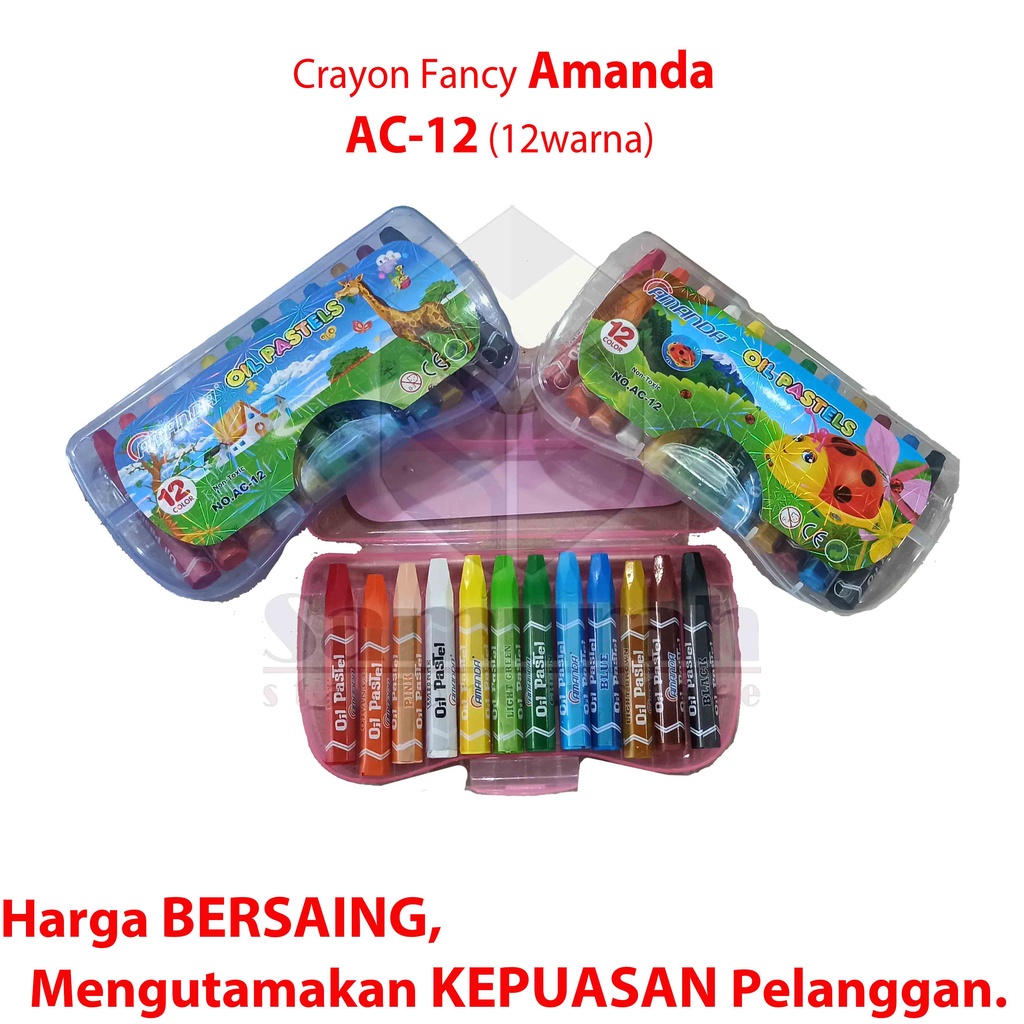 Crayon Oil Pastel 12 Warna Amanda / Krayon 12 Warna Amanda