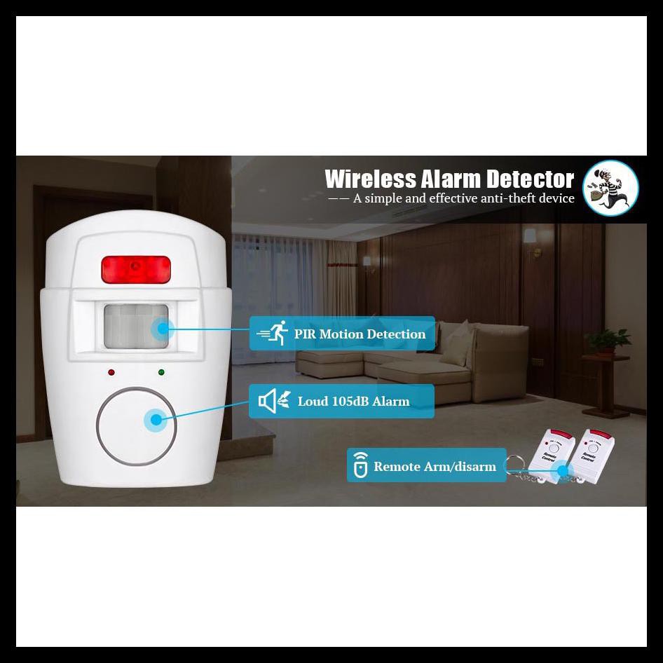 Alarm Pintu Rumah Jendela Anti maling Baterai Sensor Gerak Alaram Pintu Bunyi Keras Anti Maling Infrared PIR Sensor Gerak 2 Remote Sensor Bayangan EMASTIFF YL105 White