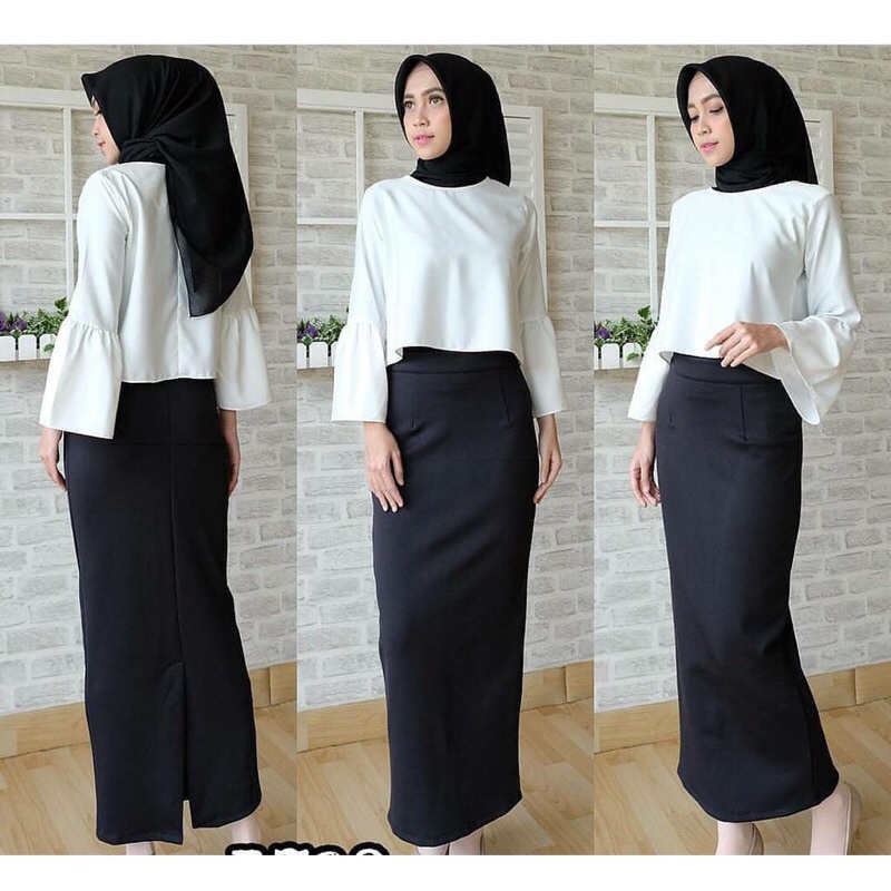 ROK SPAN HITAM OOTD ROK FORMAL WANITA ROK SCUBA
