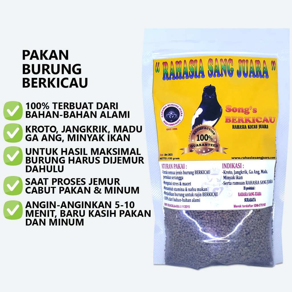 PAKAN BURUNG MURAI KACER BRANJANGAN BLACKTHROAT TRUCUKAN CENDET VOER BURUNG PROTEIN TINGGI