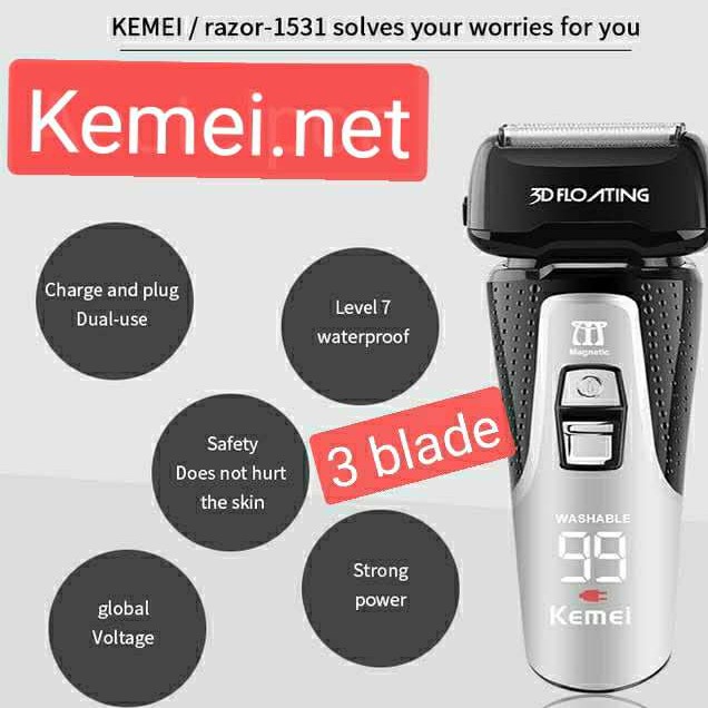 Kemei Km-1531 Alat Cukur Elektrik 3d Usb Fast Charging