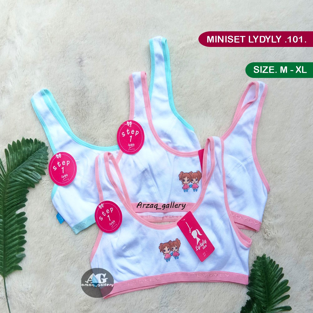 Miniset Lydyly LD 101  | Miniset anak remaja dasar putih list warna| Pakaian Dalam Anak | Miniset Anak | Bra Miniset Anak