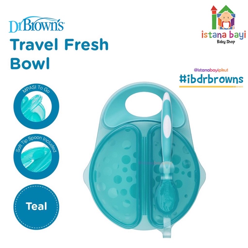 Dr.Brown’s Travel Fresh Bowl and Snap In Spoon - Mangkok makan bayi TF010