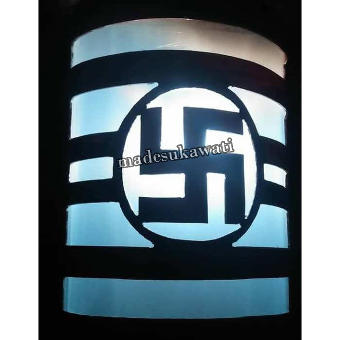 Kerajinan Kotak lampu hiasan dinding motif Suastika bali