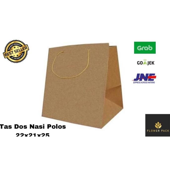 

(TERLARIS) Dijual Paperbag Dus Nasi Polos 22X21X25 Tas Kertas Kotak Makanan Dos