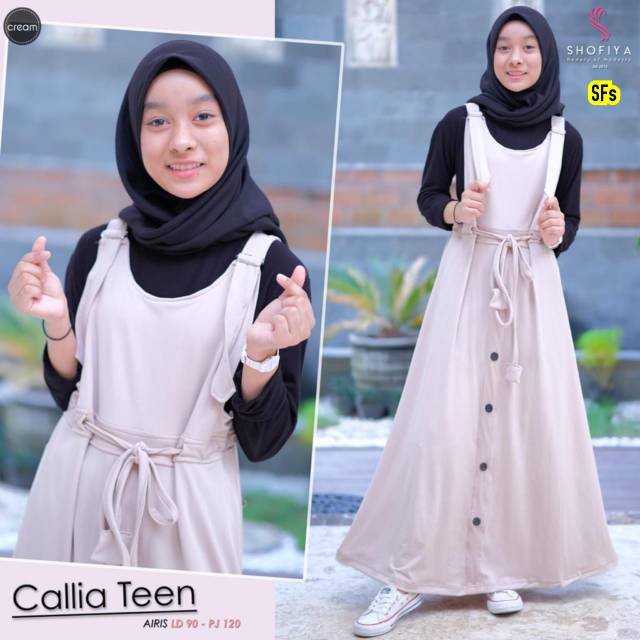 TERLARIS Gamis Remaja Kekinian 2IN1(INNER+OUTER) Callia Original By Shofiya