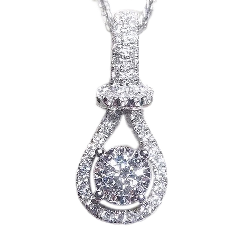 Kalung Kristal Cubic Zirconia Warna Silver Untuk Wanita