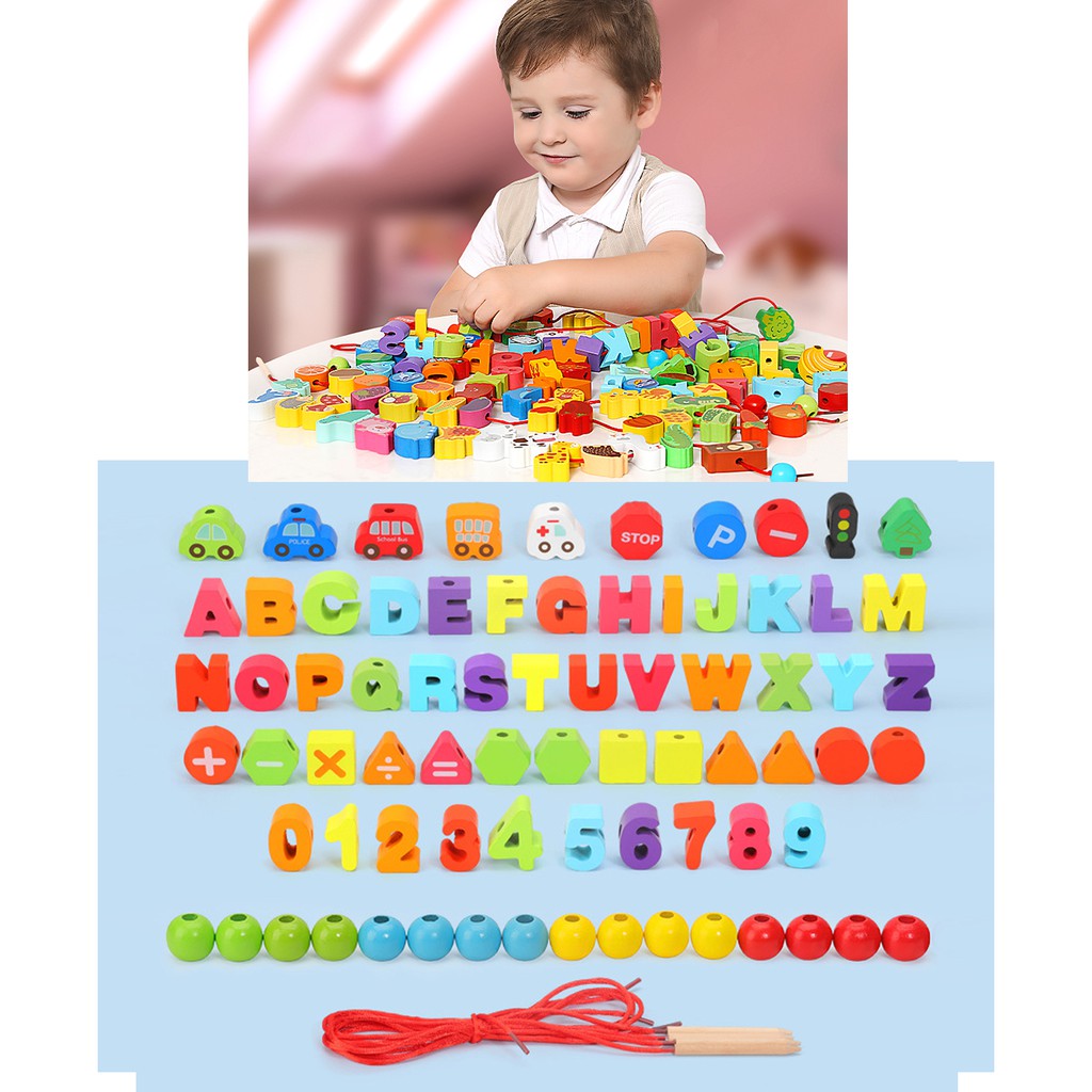 Edukit  Toys Mainan Edukasi Anak 75 Abjad Angka Bentuk Beader Game Puzzle Hadiah Ulang Tahun kado lebaran