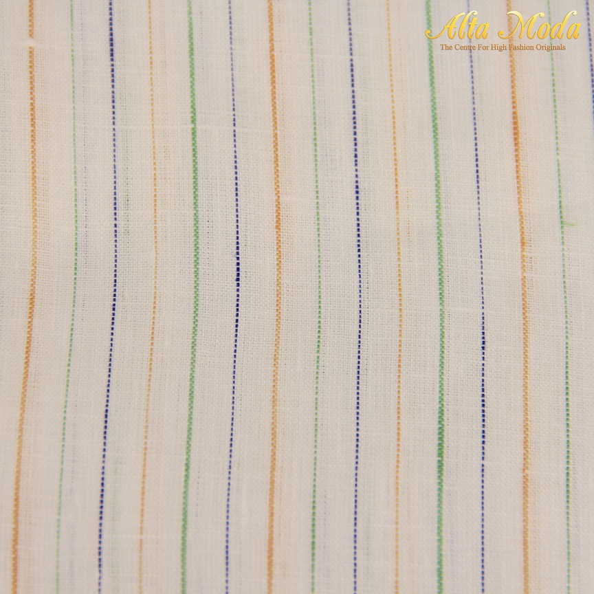 

Alta Moda Linen Shirting Off White Motif Garis Hijau Biru Orange (1M)