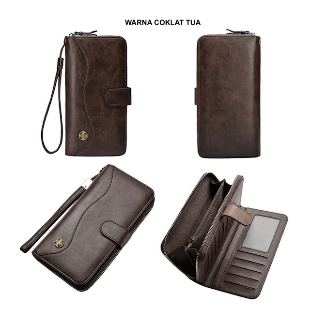 ORIGINAL DEABOLAR K3203-3 DOMPET PANJANG PRIA PREMIUM DENGAN TALI KULIT PU HIGH GRADE