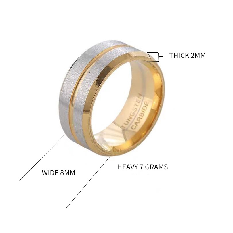 Cincin TUNGSTEN CARBIDE armor garis tengah korea pria wanita Titanium cin cin luxury modis casual