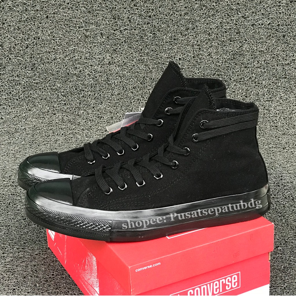 CONVERSE 70S HIGH EGRET ALL BLACK FULL HITAM