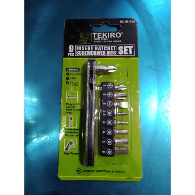 TEKIRO (SC-IR1610) INSERT RATCHET screwdriver 9 PCS bits mata obeng dan bit ratchet zet 9pcs ORIGINAL