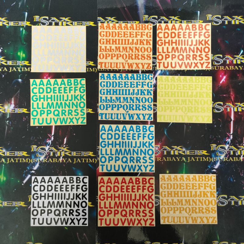

stiker cutting huruf aphabets sekotak A Sampai Z