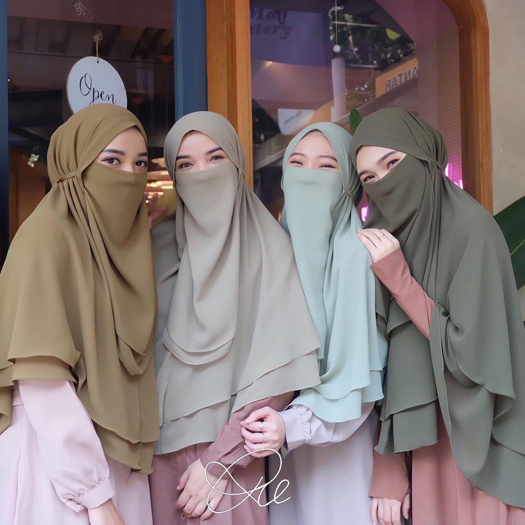 KHIMAR SYARI JUMBO NON PET HUMAIRA / KERUDUNG DUA LAYER / JIBAB ANTI CORONA / HIJAB MASKER