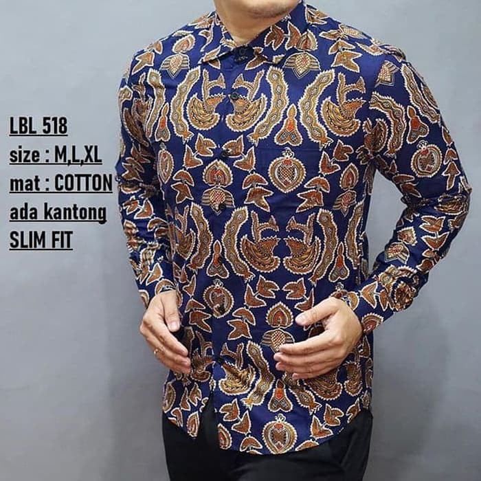 KEMEJA BATIK LENGAN PANJANG LBL 518 KEMEJA SLIMFIT BAHAN KATUN