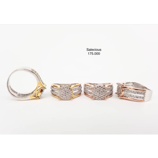 Cincin perhiasan Lapis emas luxury dengan zircon italy asli