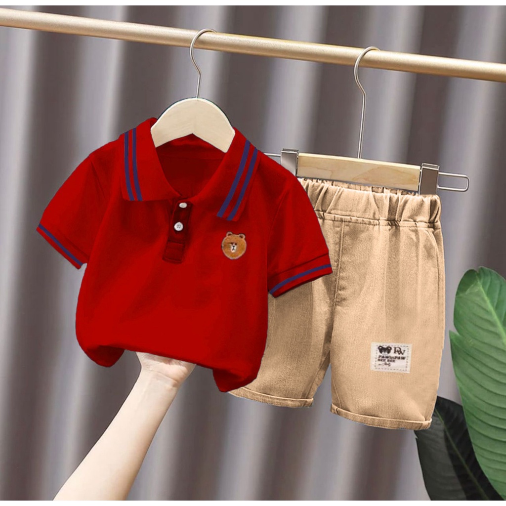 SETELAN ANAK BAJU ANAK ANAK 1-5 TAHUN SETELAN POLO BEAR ANAK LAKI LAKI SETELAN ANAK TERLARIS