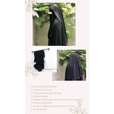 NAASIRA NIQAB SHAFA JILBAB PRELOVED