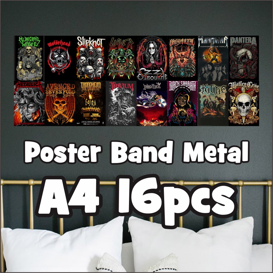 Poster Band Metal A4 16pcs Poster Metal Poster Aesthetic Poster Black Poster Murah Poster Custom