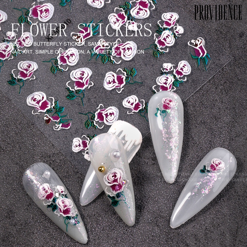 Providence Stiker Kuku 5D Motif Bunga Untuk Nail Art DIY