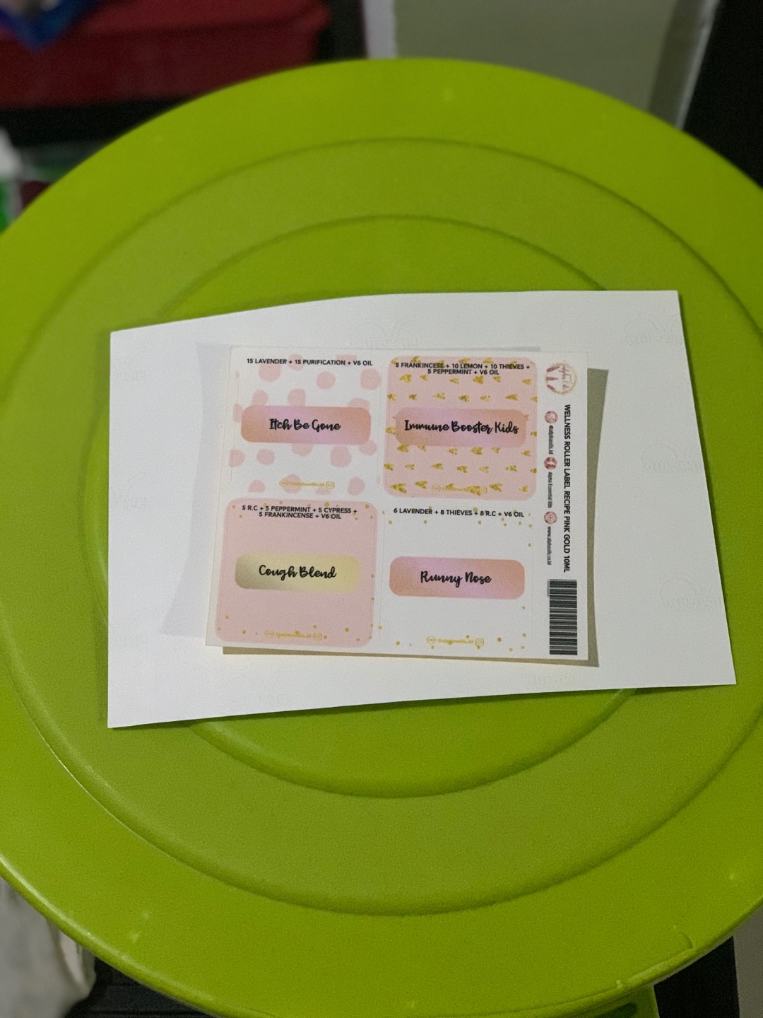 Wellness Roller Stiker Resep Roller Essential Oil 10ml Pink Gold
