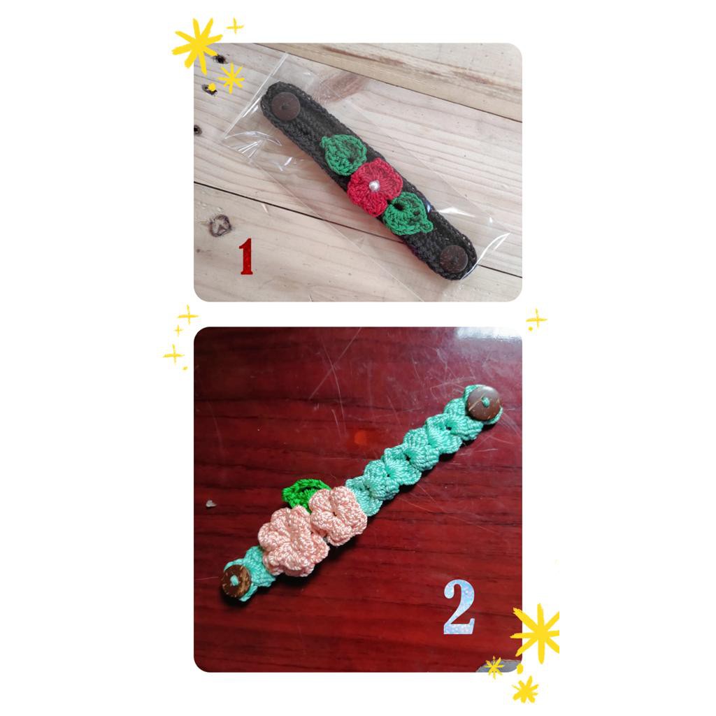 Konektor Masker / Pengait Tali Masker Rajut Hijab / Konektor Hijab Motif / Konektor hijab