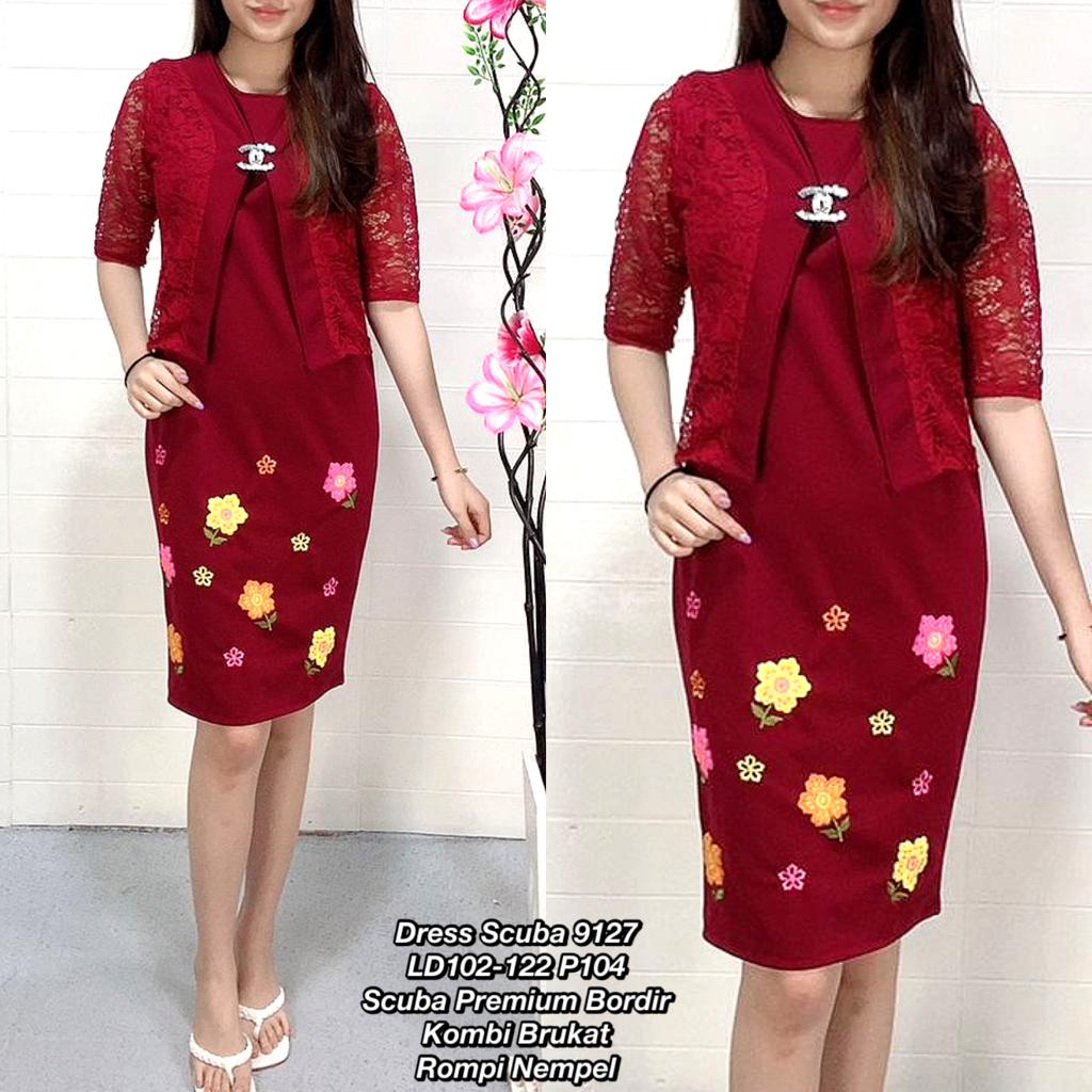 Dress scuba 9127 / dress natal / dress rompi / dress import / dress jumbo / dress slim / dress mekar