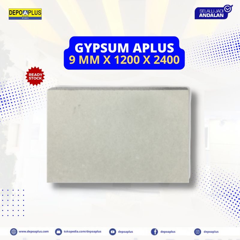 Papan Plafon Gypsum Gipsum Aplus 9mm x 1200 x 2400