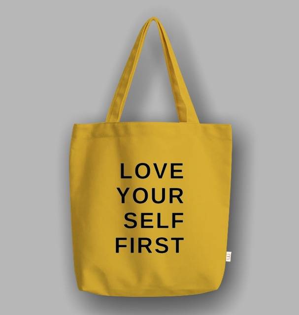 &quot;Messy&quot; Tote Bag Semi Canvas Love Yourself First