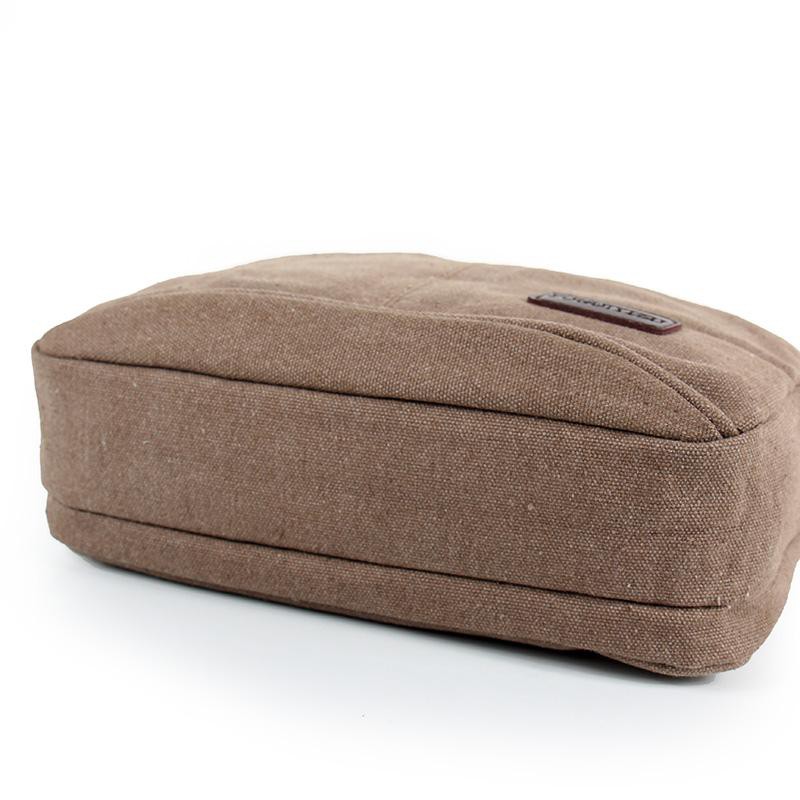 Tas Selempang Pria Kanvas Import Vintage Messenger Travel Laptop bag - Khaki